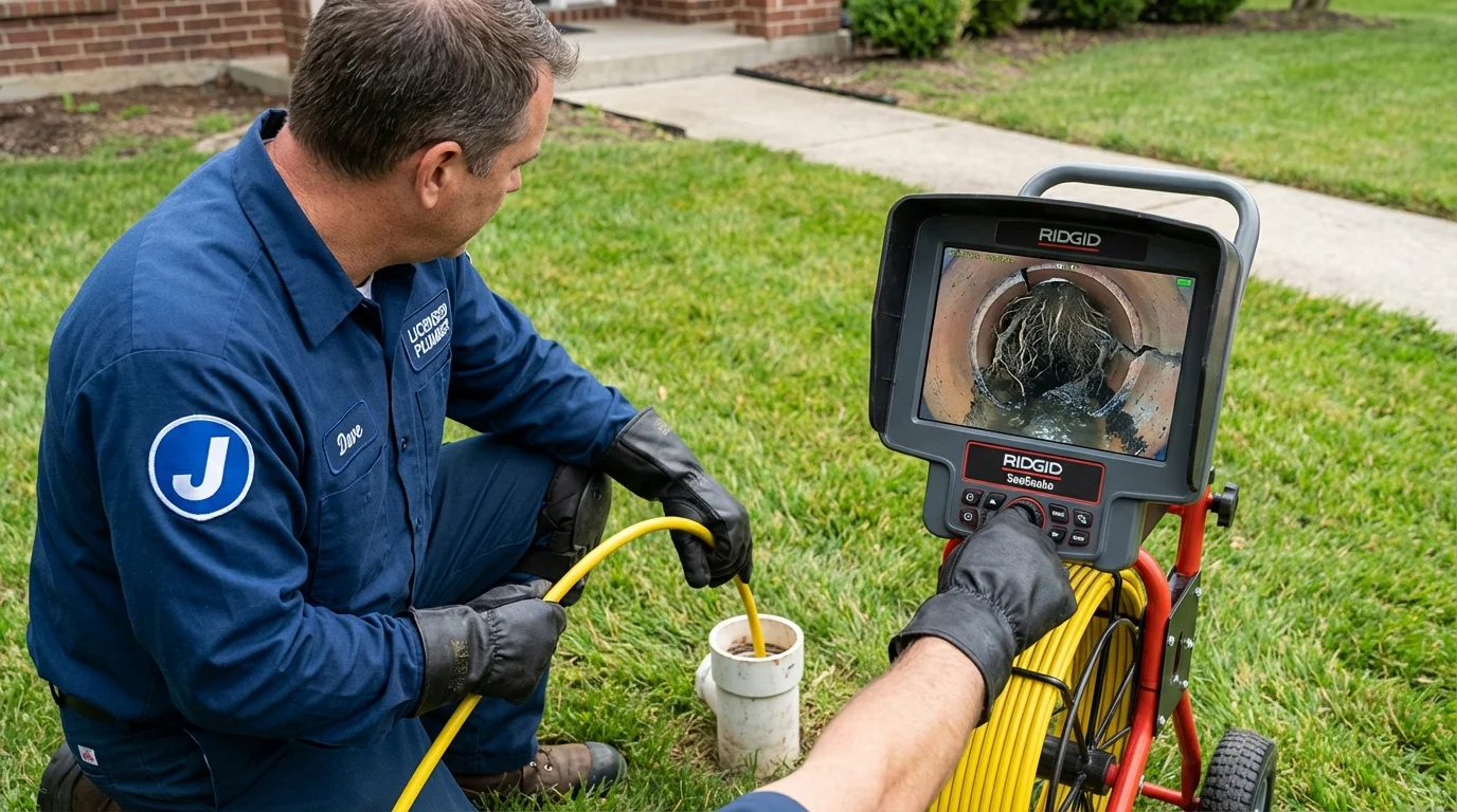 Sewer camera inspection being performed by Johns Plumbing LLC in Carlsbad