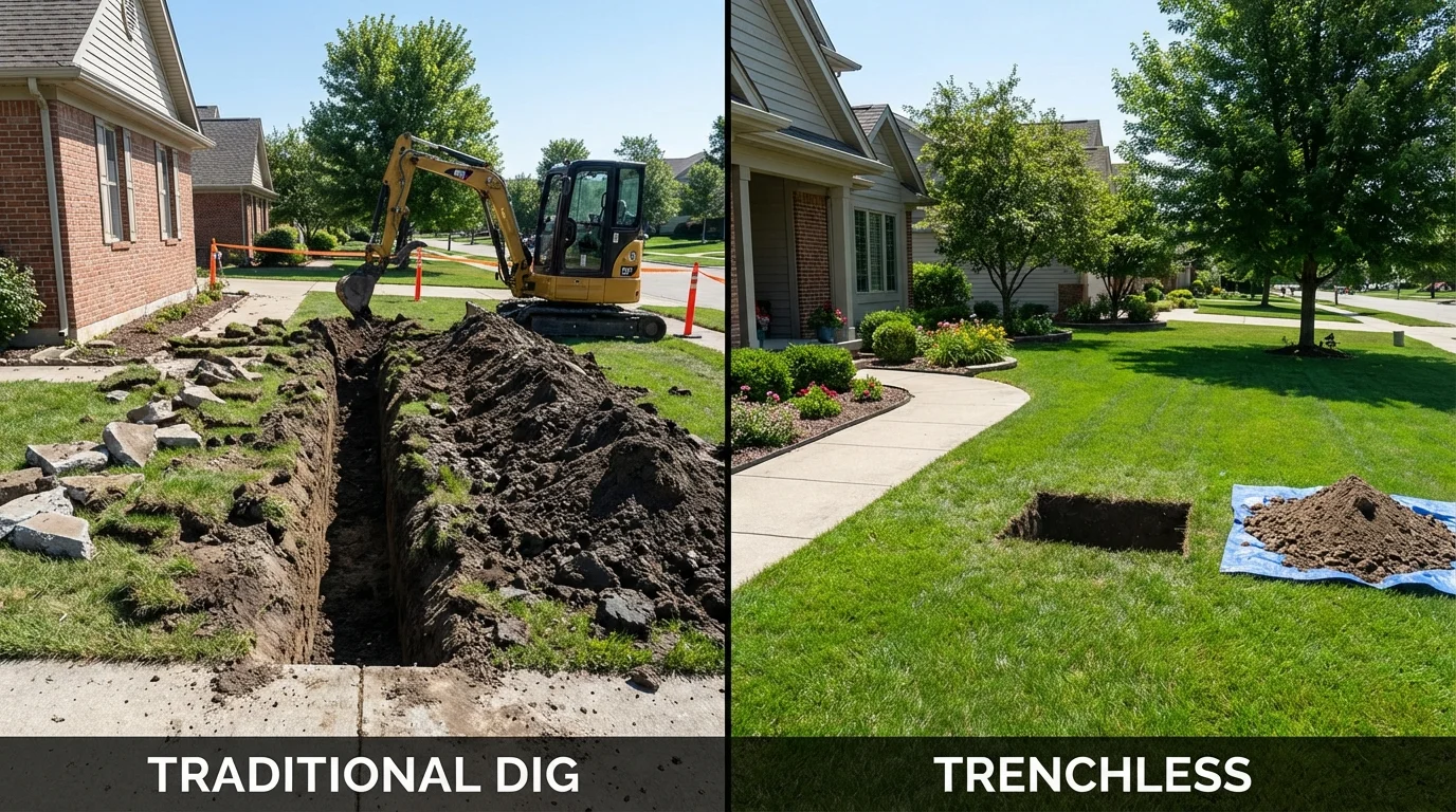 Trenchless sewer repair with minimal yard damage versus traditional excavation in Carlsbad, CA